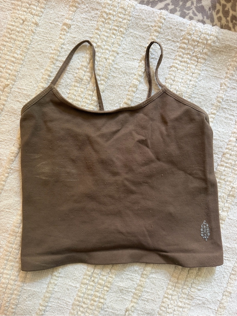 FP Movement by Free People Brown Ribbed Crop Cami Tank